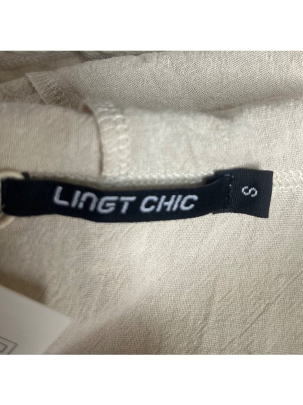 Lingt‎ Chic Hooded Button Up Shirt Small Beige New Short Sleeves Lightweight - Picture 5 of 8